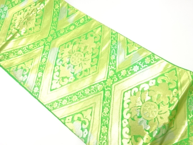 JAPANESE FUKURO OBI / WOVEN FLOWER CREST / BY HATTORI ORIMONO